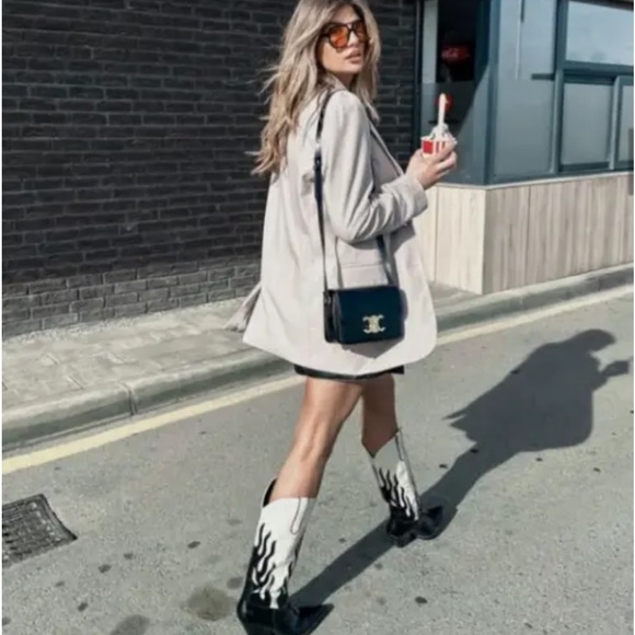Zara Shoes Zara Contrast Flames Cowboy Boots Size 3775 Poshmark